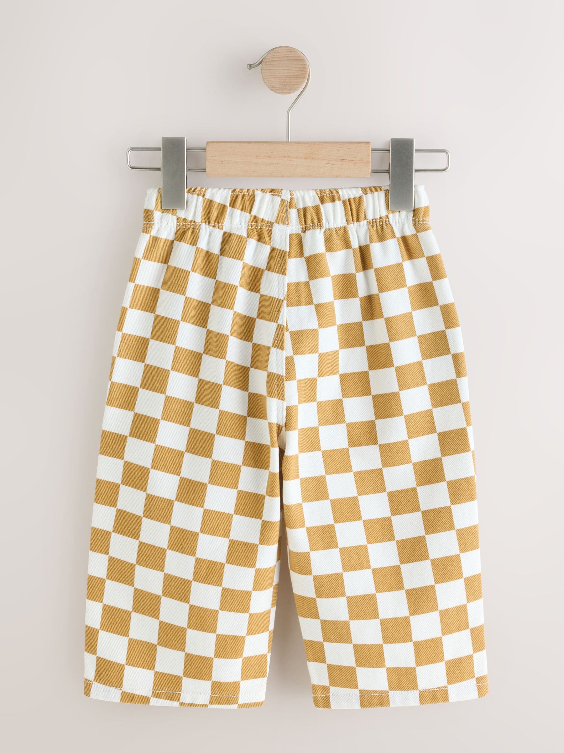 Buy Yellow/White Checkerboard Pull On Wide Trousers (3mths-7yrs