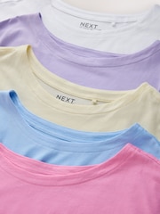 Purple/Blue/Butter Yellow/Pink/White Cap Sleeve T-Shirts 5 Pack - Image 12 of 13