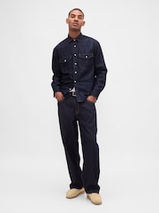 Gap Dark Indigo Blue UltraSoft Denim Relaxed Shirt - Image 3 of 4