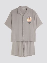 River Island Grey Boys Bear Revere Top & short set - Image 3 of 5
