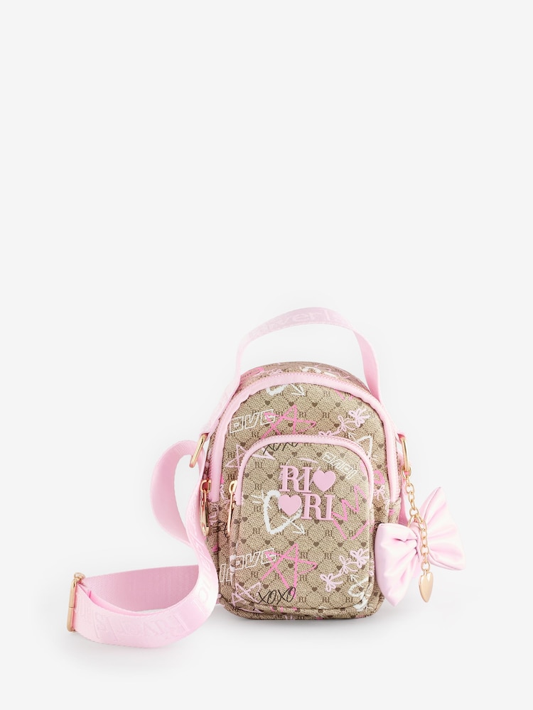 River Island Brown Girls Graffiti Monogram Festival Bag - Image 1 of 6 River Island Brown Girls Graffiti Monogram Festival Bag - Image 1 of 6
