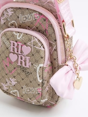 River Island Brown Girls Graffiti Monogram Festival Bag - Image 4 of 6