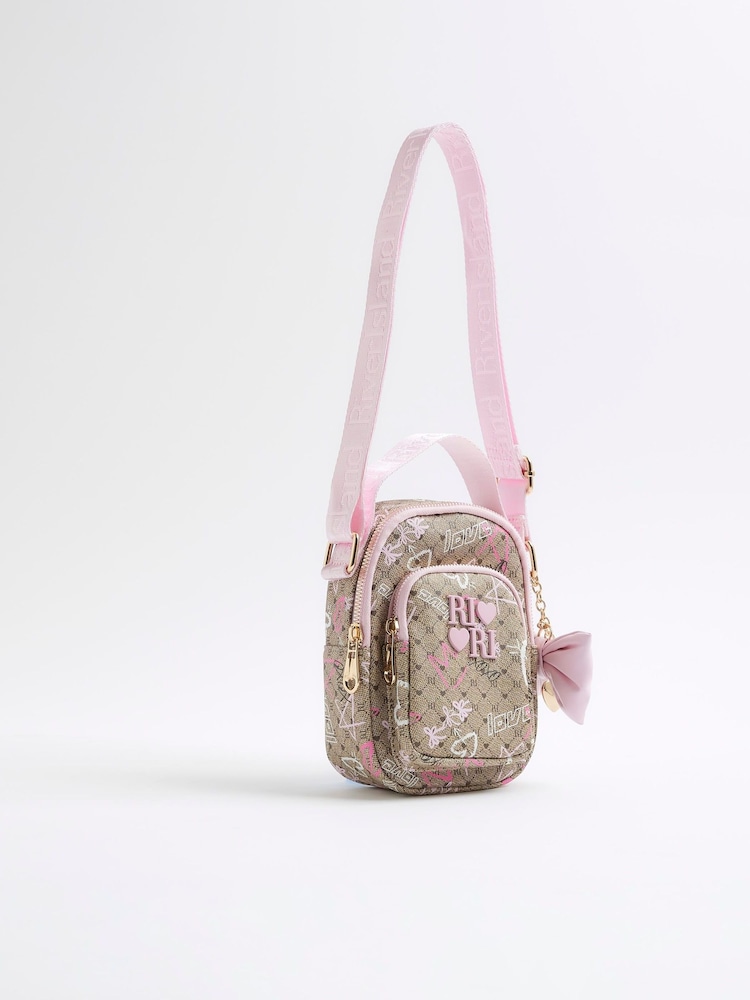 River Island Brown Girls Graffiti Monogram Festival Bag - Image 6 of 6 River Island Brown Girls Graffiti Monogram Festival Bag - Image 6 of 6