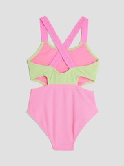 River Island Green Girls Elastic Colour Block Swimsuit - Image 2 of 4