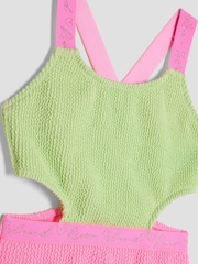River Island Green Girls Elastic Colour Block Swimsuit - Image 3 of 4