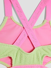 River Island Green Girls Elastic Colour Block Swimsuit - Image 4 of 4