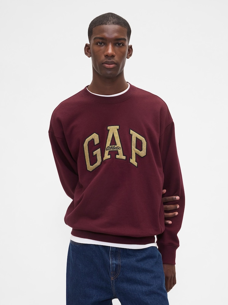 Gap Burgundy Red Oversized Heavyweight Logo Sweatshirt - Image 1 of 4 Gap Burgundy Red Oversized Heavyweight Logo Sweatshirt - Image 1 of 4