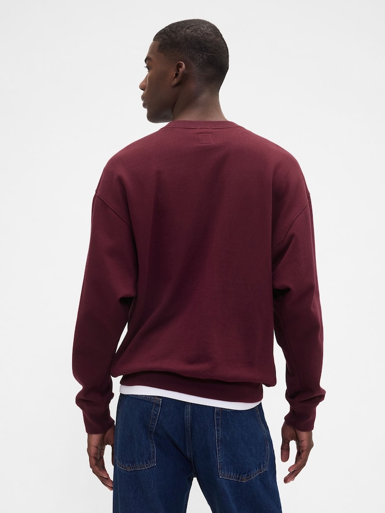 Gap Burgundy Red Oversized Heavyweight Logo Sweatshirt - Image 2 of 4 Gap Burgundy Red Oversized Heavyweight Logo Sweatshirt - Image 2 of 4