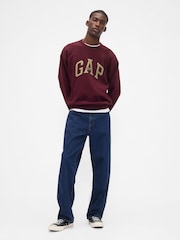 Gap Burgundy Red Oversized Heavyweight Logo Sweatshirt - Image 3 of 4