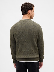 Gap Green Merino Wool-Blend Cable Knit Jumper - Image 2 of 4