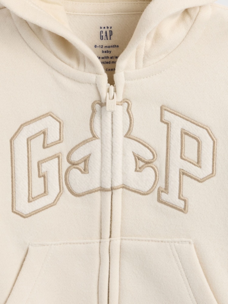 Gap Cream Vintage Soft Bear Logo Zip Hoodie (Newborn-24mths) (0-24mths) - Image 3 of 3 Gap Cream Vintage Soft Bear Logo Zip Hoodie (Newborn-24mths) (0-24mths) - Image 3 of 3
