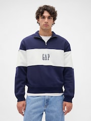 Gap Blue VintageSoft Colourblock Logo Half Zip Pullover Sweatshirt - Image 1 of 4