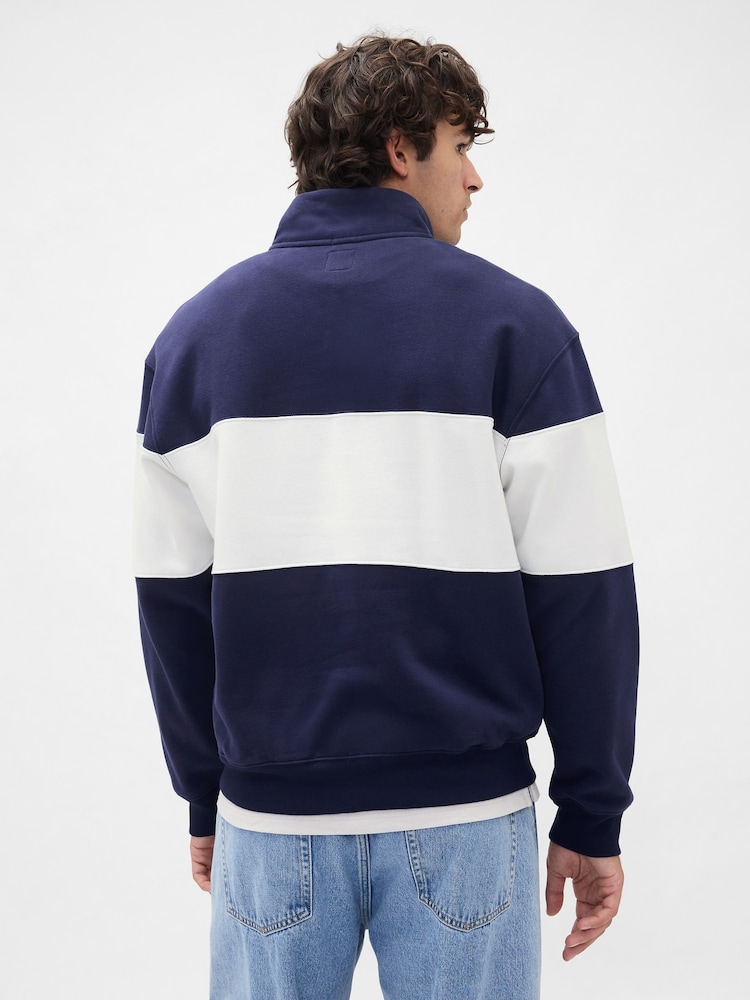 Gap Blue VintageSoft Colourblock Logo Half Zip Pullover Sweatshirt - Image 2 of 4