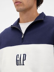 Gap Blue VintageSoft Colourblock Logo Half Zip Pullover Sweatshirt - Image 4 of 4