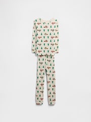 Gap Cream Cotton X-Mas Tree Pyjamas Set (6mths-5yrs) (6mths-5yrs) - Image 1 of 3