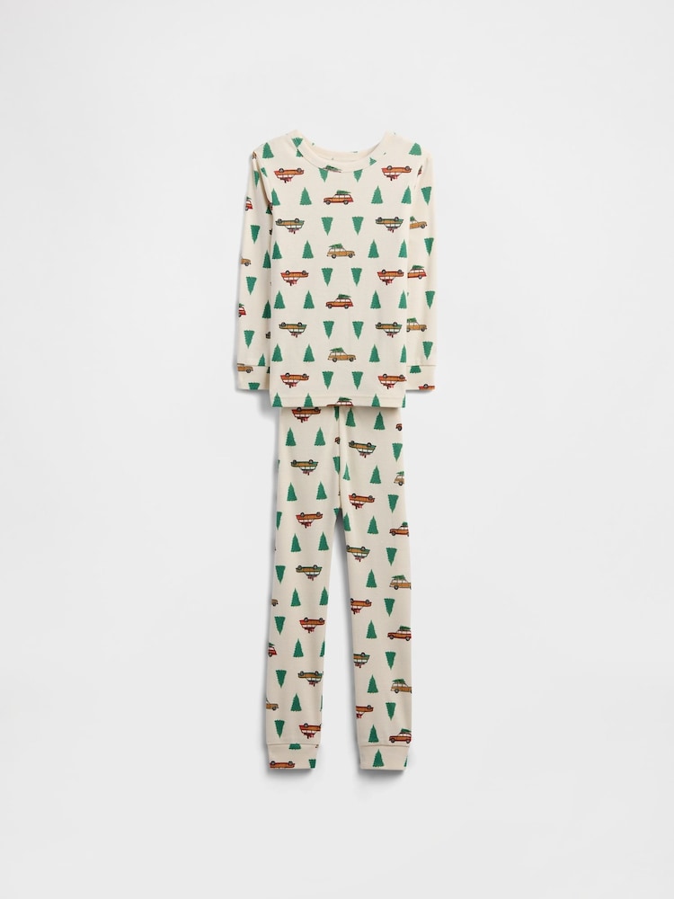 Gap Cream Cotton X-Mas Tree Pyjamas Set (6mths-5yrs) (6mths-5yrs) - Image 1 of 3