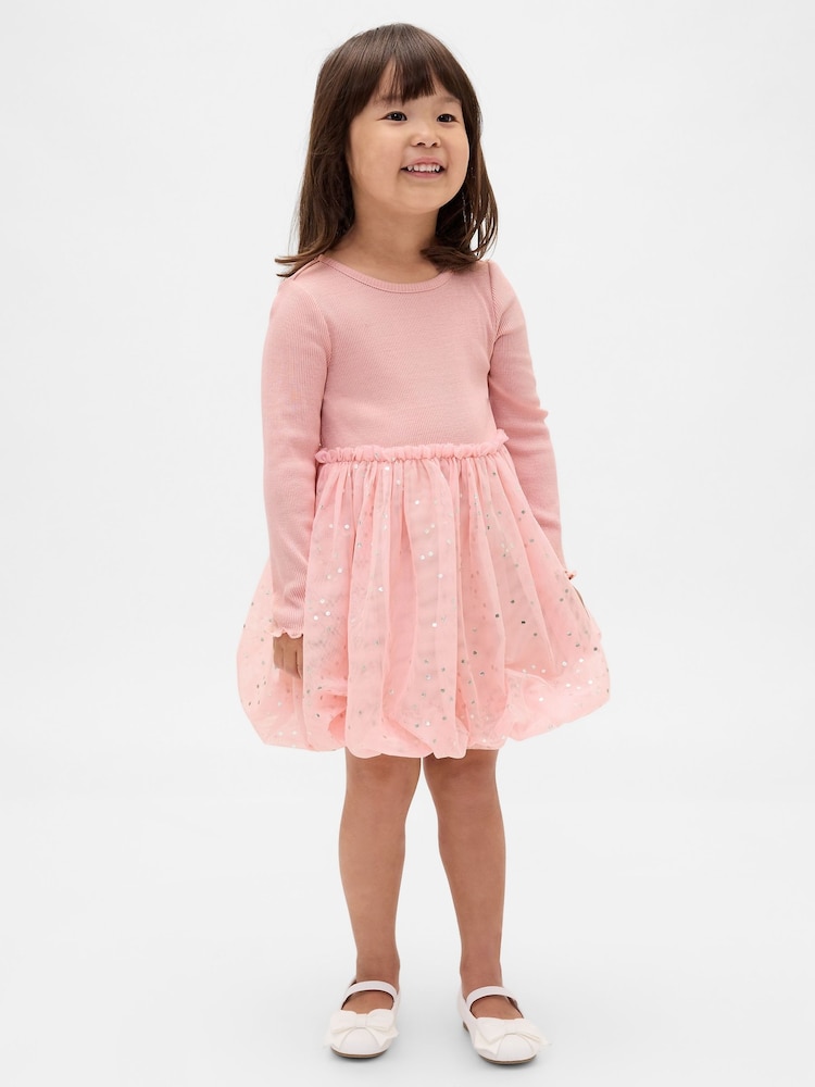 Gap Pink Mixed Media Bubble Dress (6mths-5yrs) (6mths-5yrs) - Image 1 of 4 Gap Pink Mixed Media Bubble Dress (6mths-5yrs) (6mths-5yrs) - Image 1 of 4