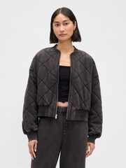 Gap Black Vintage Soft Quilted Bomber Jacket - Image 1 of 4