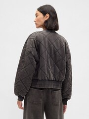 Gap Black Vintage Soft Quilted Bomber Jacket - Image 2 of 4