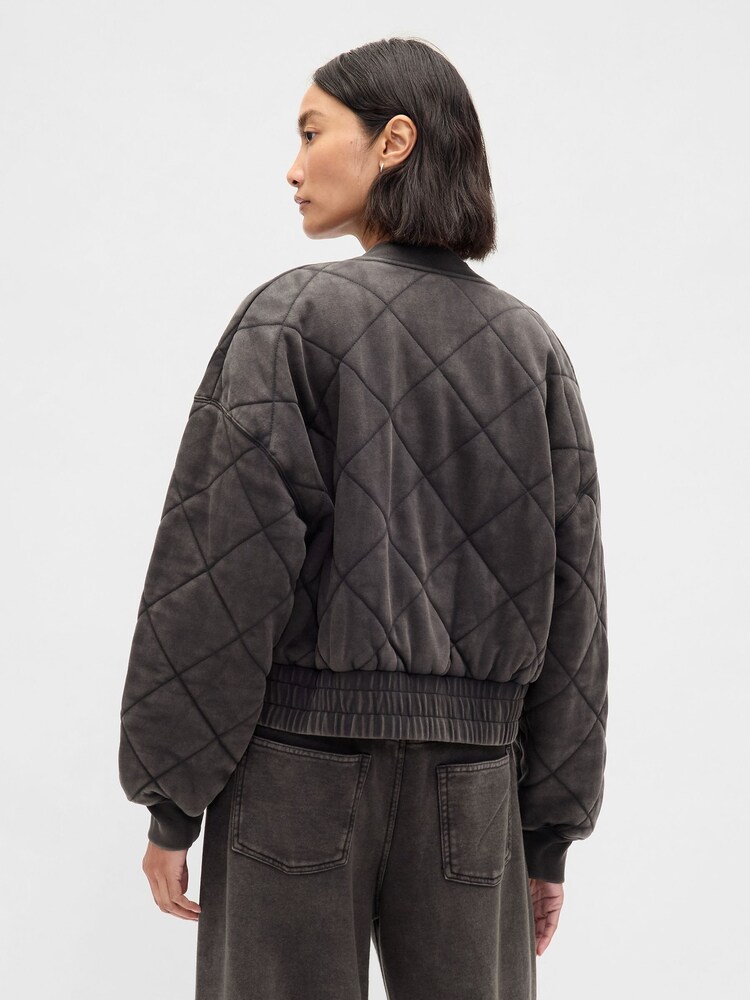 Gap Black Vintage Soft Quilted Bomber Jacket - Image 2 of 4