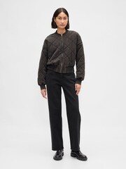 Gap Black Vintage Soft Quilted Bomber Jacket - Image 3 of 4