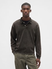 Gap Black Heavyweight Jersey Polo Shirt - Image 1 of 4