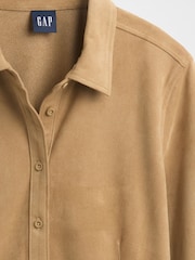 Gap Brown Vegan Suede Fitted Shirt - Image 4 of 4