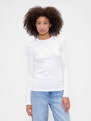 Gap White Long Sleeve Ribbed T-Shirt - Image 1 of 5