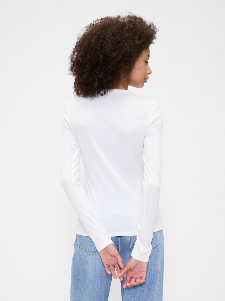 Gap White Long Sleeve Ribbed T-Shirt - Image 2 of 5