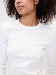 Gap White Long Sleeve Ribbed T-Shirt - Image 3 of 5