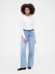 Gap White Long Sleeve Ribbed T-Shirt - Image 4 of 5