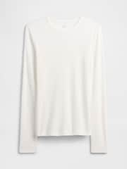 Gap White Long Sleeve Ribbed T-Shirt - Image 5 of 5