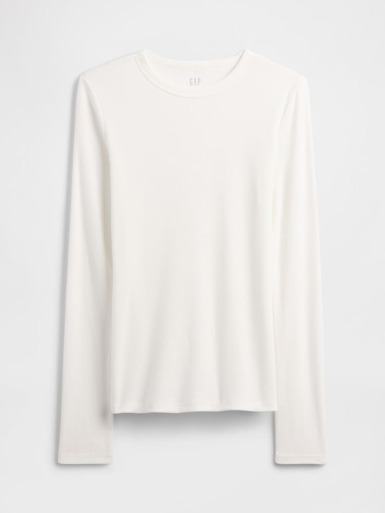 Gap White Long Sleeve Ribbed T-Shirt - Image 5 of 5