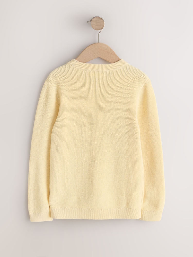 Buttermilk Yellow Without Stag Cotton Crew Neck Knitted Jumper (3-16yrs) - Image 2 of 4 Buttermilk Yellow Without Stag Cotton Crew Neck Knitted Jumper (3-16yrs) - Image 2 of 4