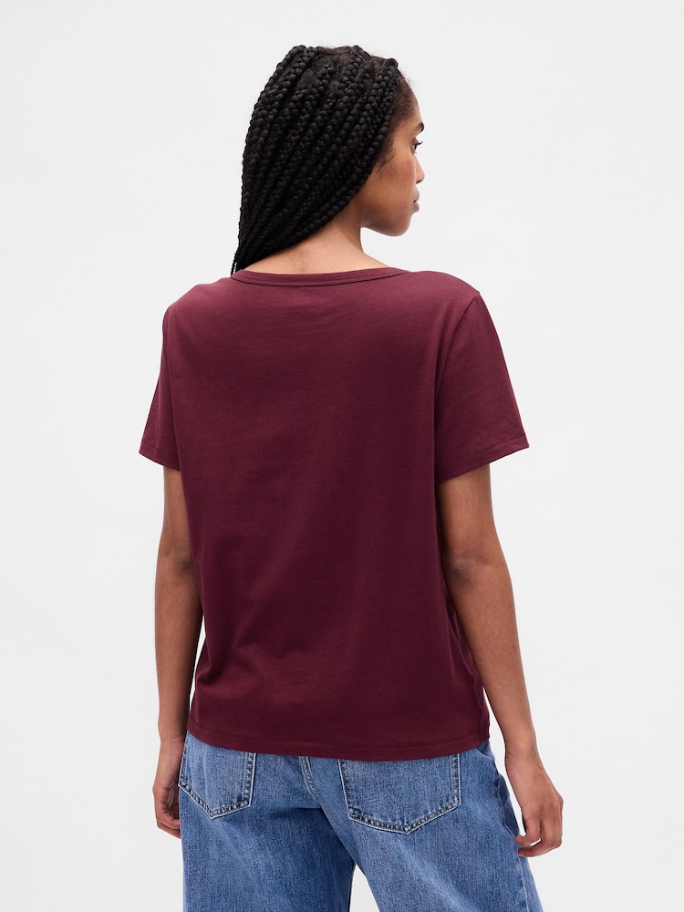 Gap Red Vintage Soft V-Neck Short Sleeve T-Shirt - Image 2 of 4