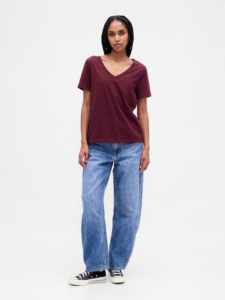 Gap Red V-Neck Vintage Soft Short Sleeve T-Shirt - Image 3 of 3