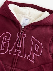 Rød - Gap Sherpafôret Hettegenser med glidelås og logo (4-13år) - Bilde 6 av 8