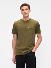 Gap Green Pocket Crew Neck Short Sleeve T-Shirt - Image 1 of 4