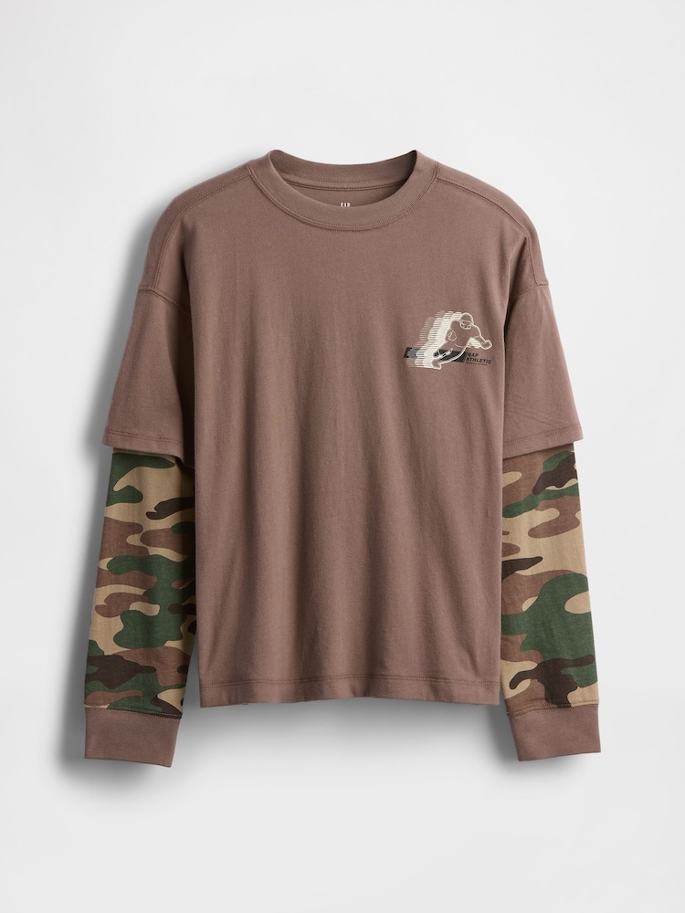 Gap Brown 2-in-1 Graphic T-Shirt (4-13yrs) (4-13yrs) - Image 1 of 2 Gap Brown 2-in-1 Graphic T-Shirt (4-13yrs) (4-13yrs) - Image 1 of 2
