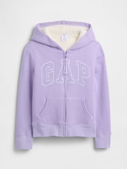 Gap Purple Logo Sherpa Hoodie (4-13yrs) - Image 1 of 3