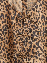 Gap Brown Poplin Puff-Sleeve Leopard Print Dress (4-13yrs) (4-13yrs) - Image 4 of 4