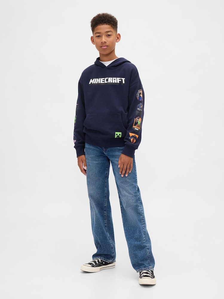 Gap Navy Blue Minecraft Relaxed Hoodie (4-13yrs) (4-13yrs) - Image 1 of 4