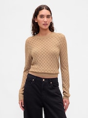 Gap Beige Pointelle Sweatshirt - Image 1 of 4