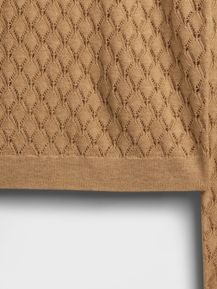 Gap Beige Cotton Crew Neck Pointelle Jumper - Image 6 of 6