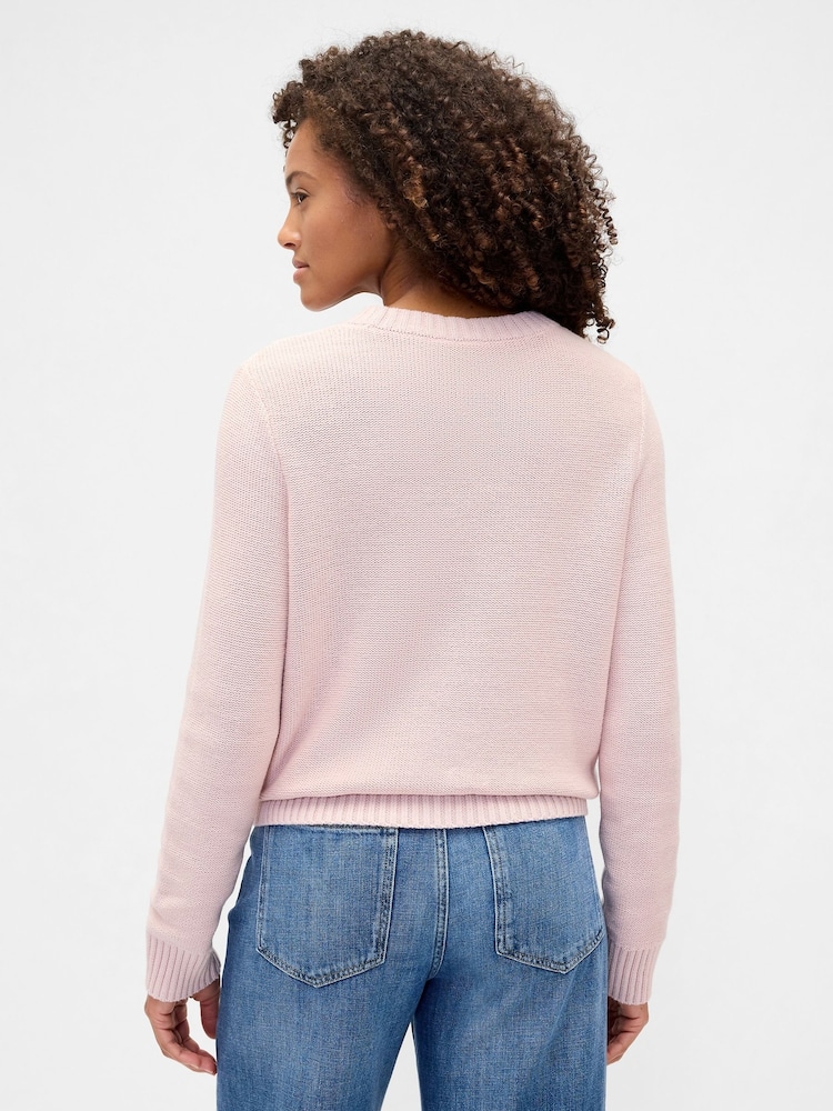 Gap Pink Cotton Cable Knit Sweatshirt - Image 2 of 5