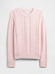 Gap Pink Cotton Cable Knit Sweatshirt - Image 4 of 5