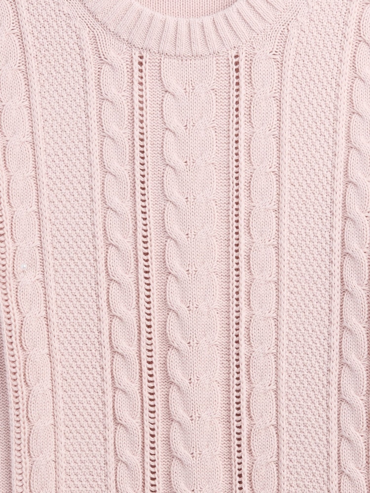 Gap Pink Cotton Cable Knit Sweatshirt - Image 5 of 5
