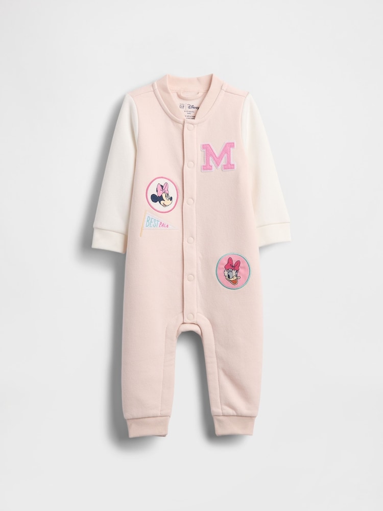 Gap Pink/White Disney Vintage Soft Varsity One-Piece (0-24mths) - Image 1 of 4