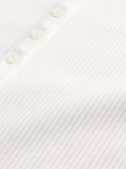 Gap White Modern Rib Long Sleeve Henley T-Shirt - Image 4 of 4