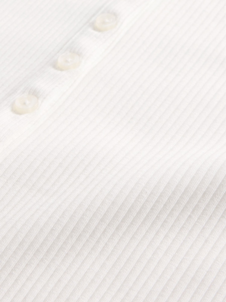 Gap White Modern Rib Long Sleeve Henley T-Shirt - Image 4 of 4
